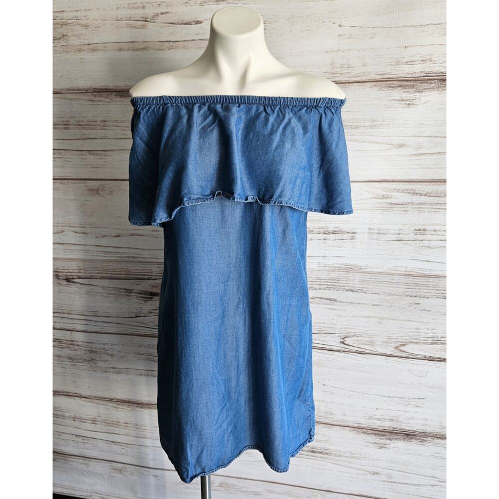 Old Navy Off the Shoulder Ruffle Chambray Dress sz Small